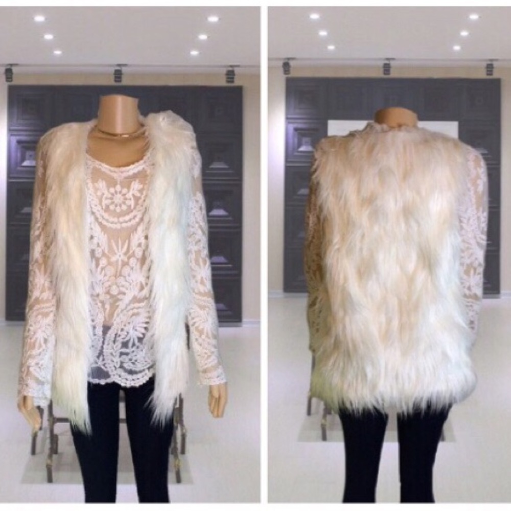 Fuzzy White Faux Fur Vest